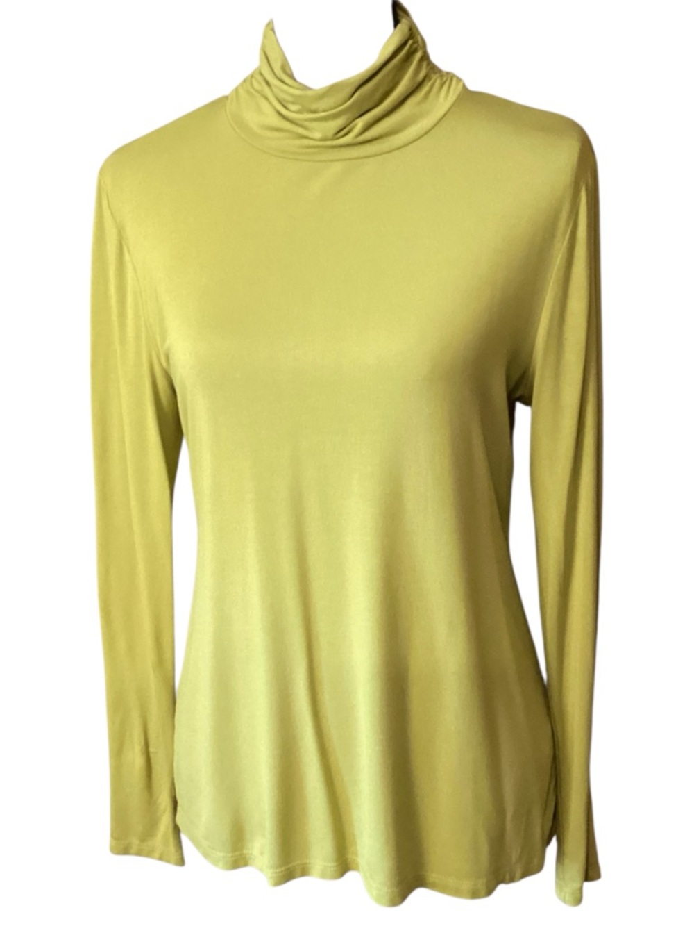 Context‎ Lord & Taylor Chartreuse Turtleneck Top Womens Large Soft Stretch Knit